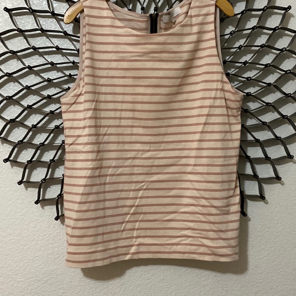 Ann Taylor/Loft sleeveless too, striped, dark/light mauve, BWT, SZ XL